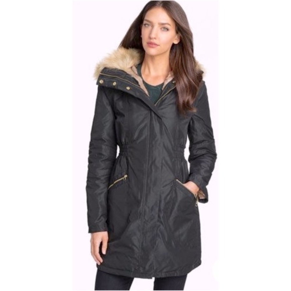 LIKE NEW TED BAKER OCKE FAUX FUR PARKA COAT FULLY LINED SZ US 6 OR TED SZ 2